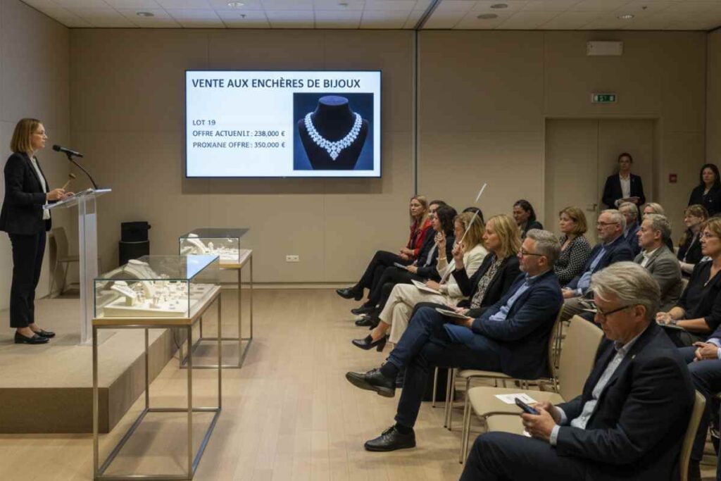 Bijou issu d’une vente aux enchères française, présenté sur fond uni