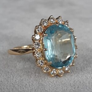 ML048 Or 18K, aigue marine et diamants