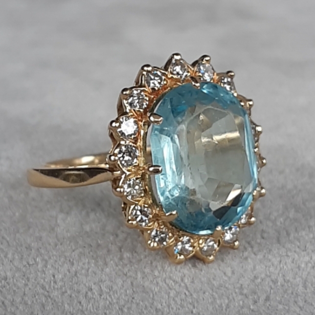 ML048 Or 18K, aigue marine et diamants – Image 2