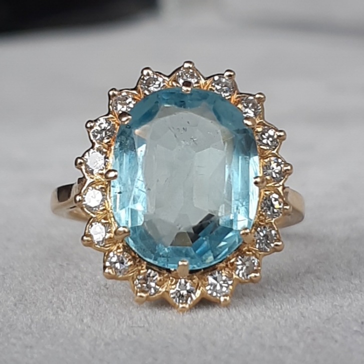 ML048 Or 18K, aigue marine et diamants – Image 3